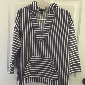 J. CREW COTTON BOXY CROP STRIPED HOODIE. S